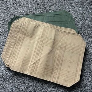 Set of Tan and Green Placemats